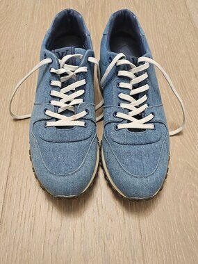 Louis Vuitton Run Away Sneakers Blue Monogram Denim Trainers Mens Size 9 LV